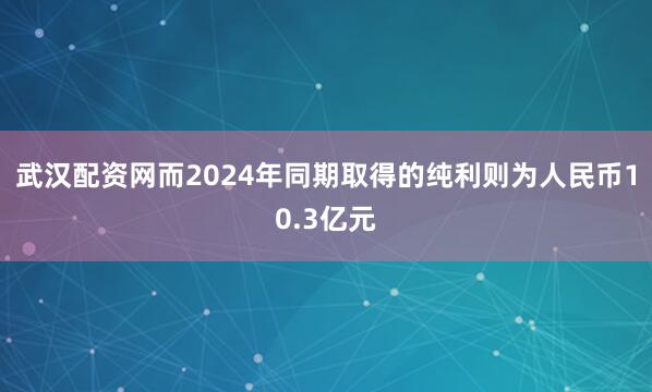 武汉配资网而2024年同期取得的纯利则为人民币10.3亿元