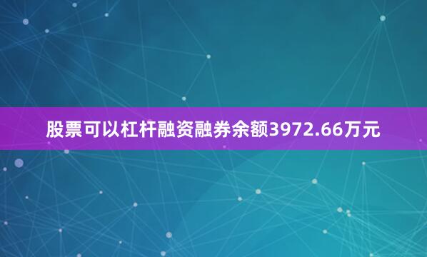 股票可以杠杆融资融券余额3972.66万元
